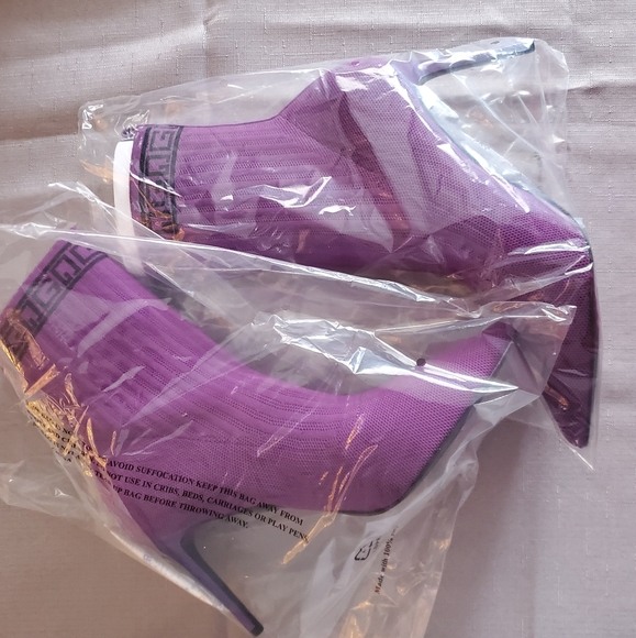 Guess Stiletto Purple Sock Ankle Boots - Picture 6 of 9